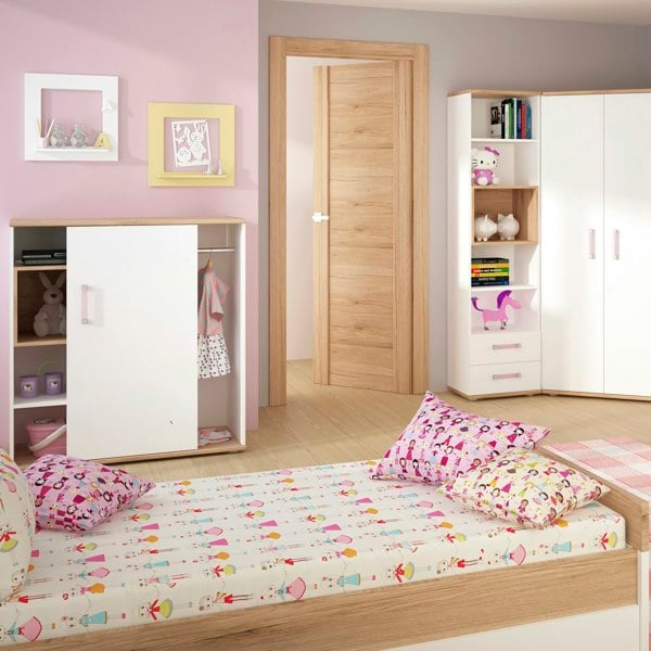 Furniture To Go 4KIDS Tall 2 Drawer Bookcase with Lilac Handles
