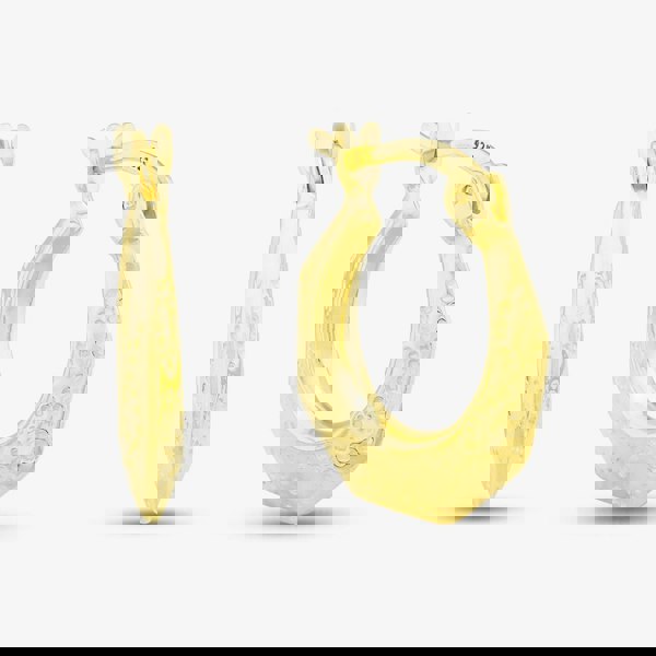 T. H. Baker Silver Gold Plated Hexagon Patterned Creole Hoop Earrings S3040