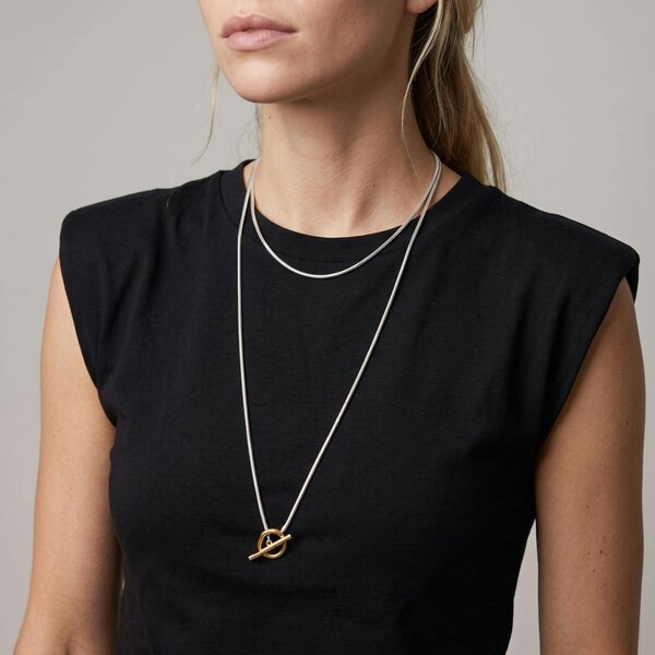 Uchi & Soto T Bar Gold and Silver Double Wrap Necklace