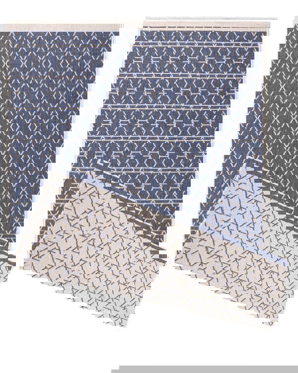 Trailing Leaves Design Reversible Outdoor Rug in Grey & Blue