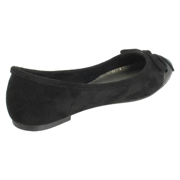 Spot On Ladies Spot On Flat Slip On Smart Casual Bow Detailed Shoes F80589