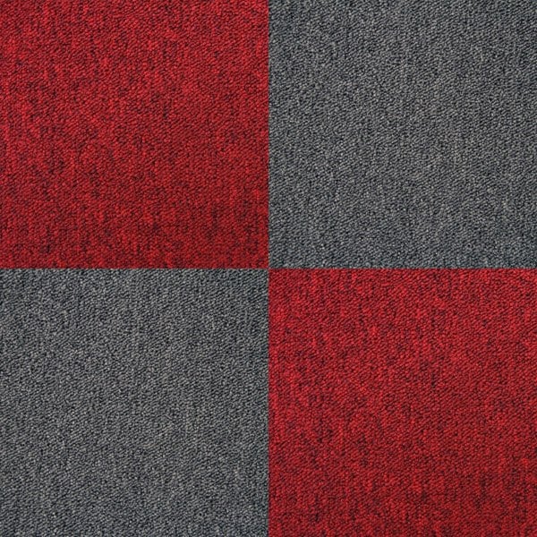 40 x Carpet Tiles 10m2 - Scarlet Red & Charcoal Black