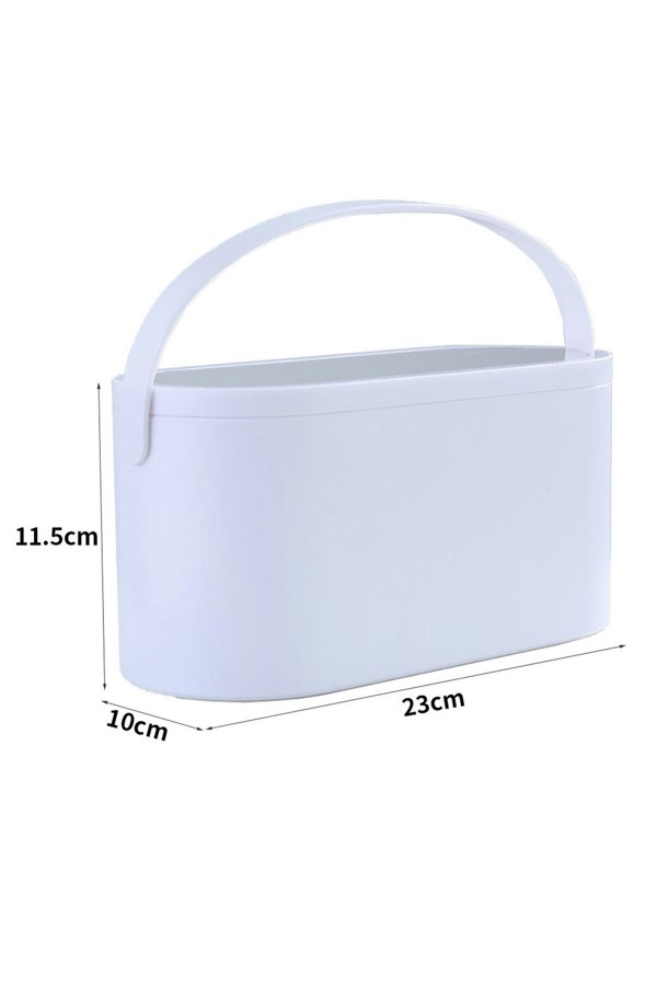 Living and Home Portable Round Vanity Cosmetic Storage Box with LED Lights Mirror
