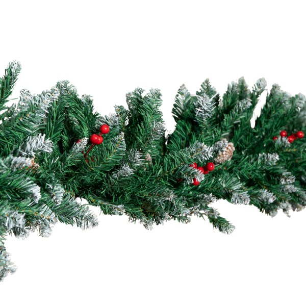 Samuel Alexander 2.7m Snow Tipped Christmas Garland with Red Berries, Cones & Bullet Tips