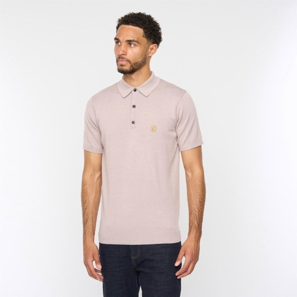 Gabicci V54GK04 Mens Jackson Short Sleeve Plain Knitted Polo Gabicci Vintage - MUSHROOM