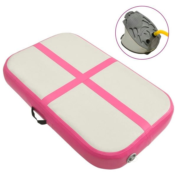 Berkfield Inflatable Gymnastics Mat with Pump 60x100x15 cm PVC Pink