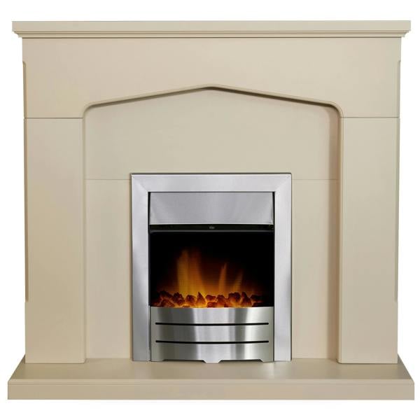 Adam Cotswold Fireplace in Stone Effect with Colorado Electric Fire in Brushed steel, 48 Inch