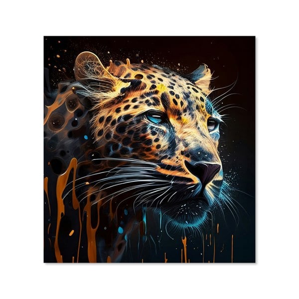 Warren Reed - Designer Leopard Face Splashart, Dark Background Kitchen Splashback