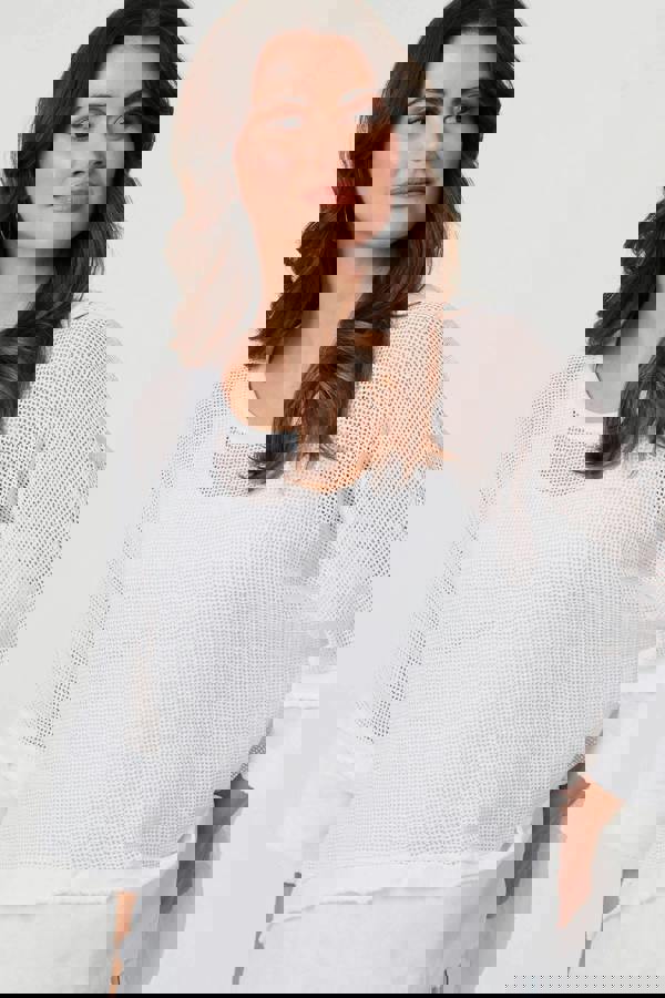 White | Semi Sheer Mesh Relaxed Layered Top