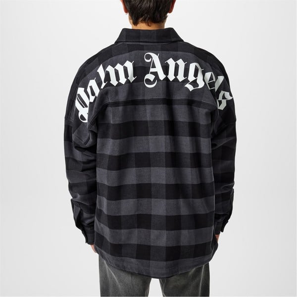 Palm Angels Curved Logo Checked Shirt - Black