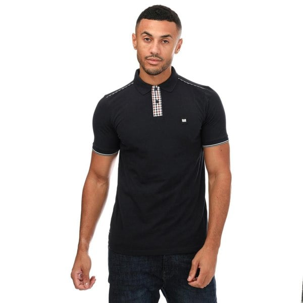 Weekend Offender Mens Teresina Checked Trim Polo Shirt - Navy