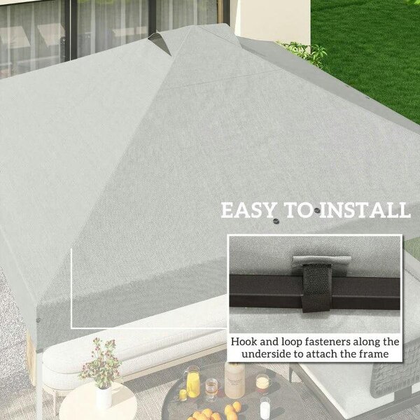 Gazebo Roof Replacement UV50+ Waterproof Pop Up Canopy Cover with 8 Drainage Holes 3 x 3 m White