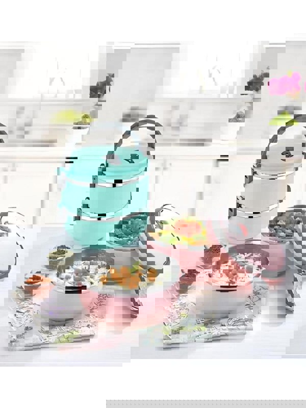 Rozi Freshbox 3-Layer Stainless Steel Bento Lunch Box (Turquoise)