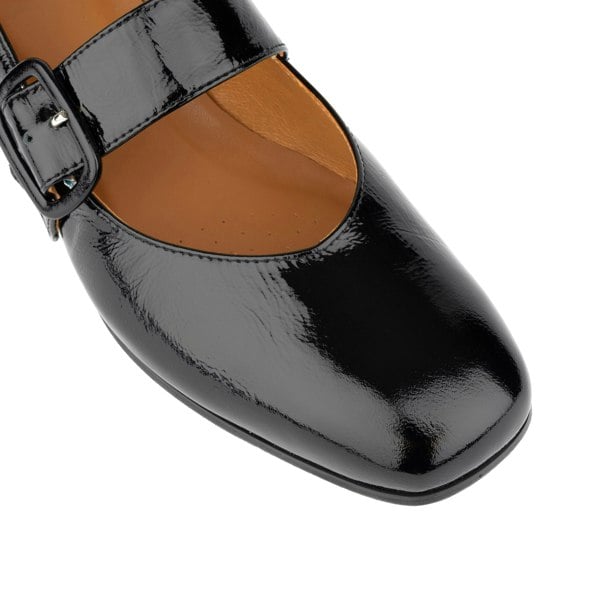Embassy London Bliss - Black - Women's block heel square toe patent leather comfort loafer