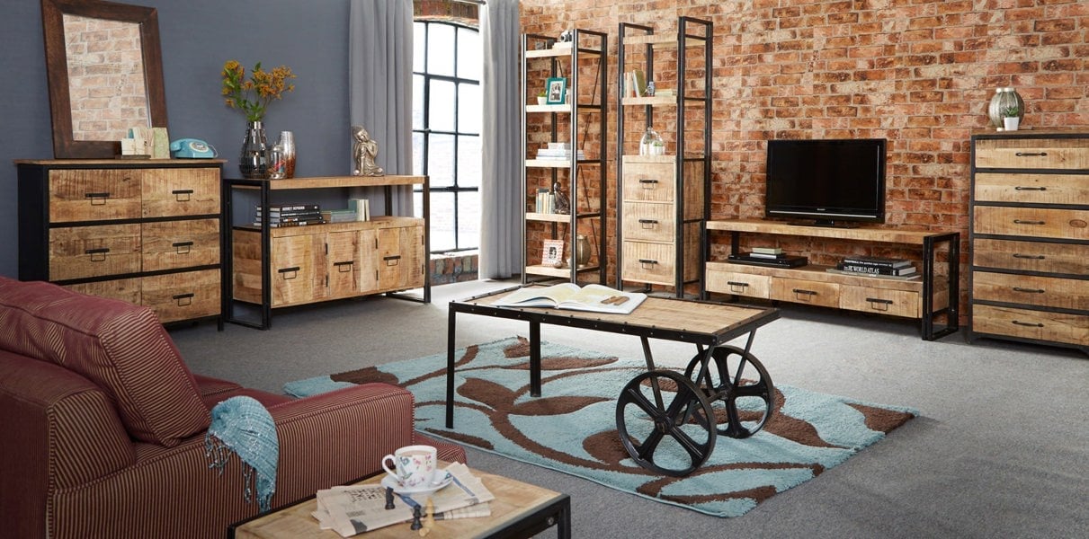 IH Design Herica Industrial Vintage Mintis Cart Coffee Table