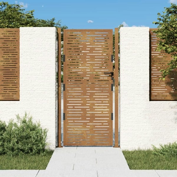 Berkfield Garden Gate 105x180 cm Corten Steel Square Design