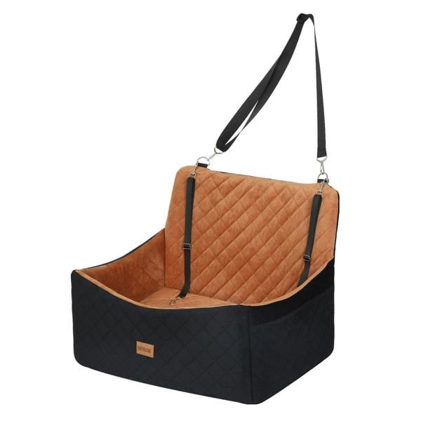 Skylos Dog Booster Car Seat Travel Carrier Bed Basket for Pet up to 55lbs Brown