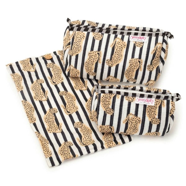 Elie Beaumont Serendipity Cotton Cosmetic Bag Set - Leopard