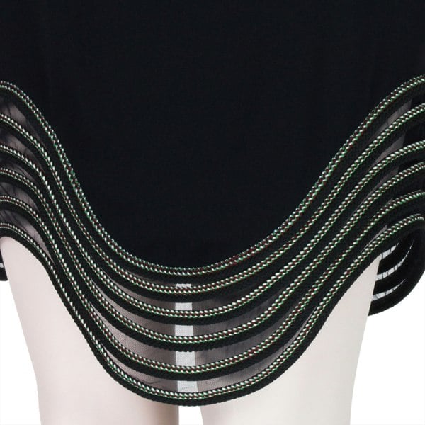 Stella McCartney mini skirt in a midnight blue crepe fabric with swirling rope and sheer tulle hemline