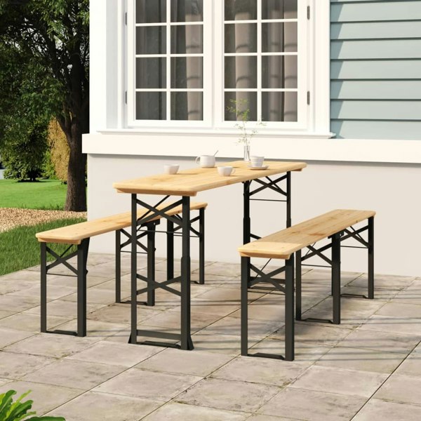 Berkfield Folding Beer Table 170x50x75/105 cm Solid Wood Fir