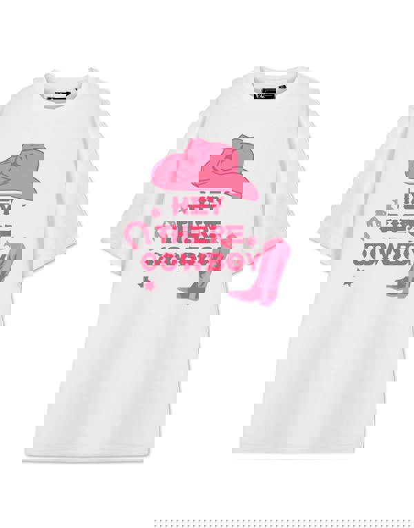 Show Me The Merch Womens White Hey There Cowboy Short Sleeved T-Shirt