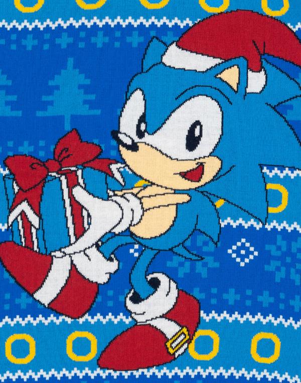Sonic the Hedgehog Mens Blue Sonic Christmas Jumper