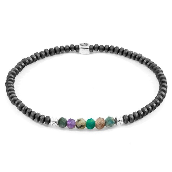 Anchor & Crew Multicoloured Multi-Gem Paralana Silver and Stone Bracelet