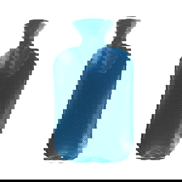 Blue Fashy 2 litre double ribbed hot water bottle with handle