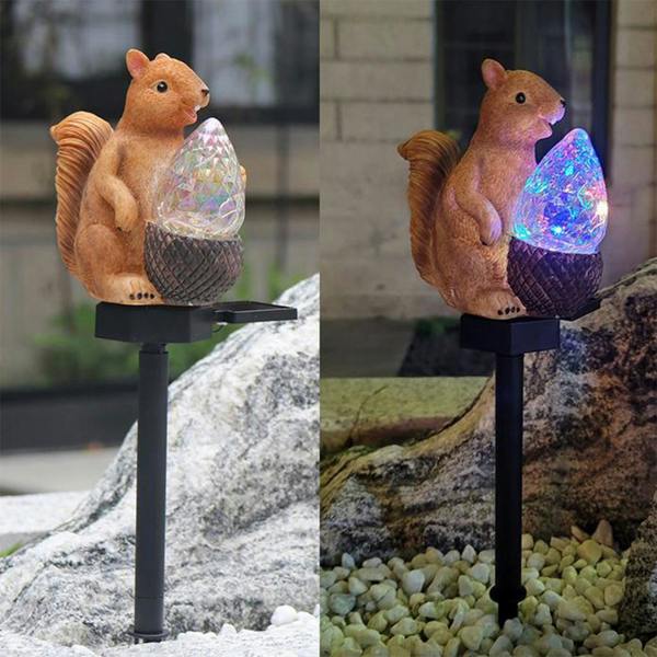 Leaper Solar Colorful Crystal Squirrel Ground Plug Light