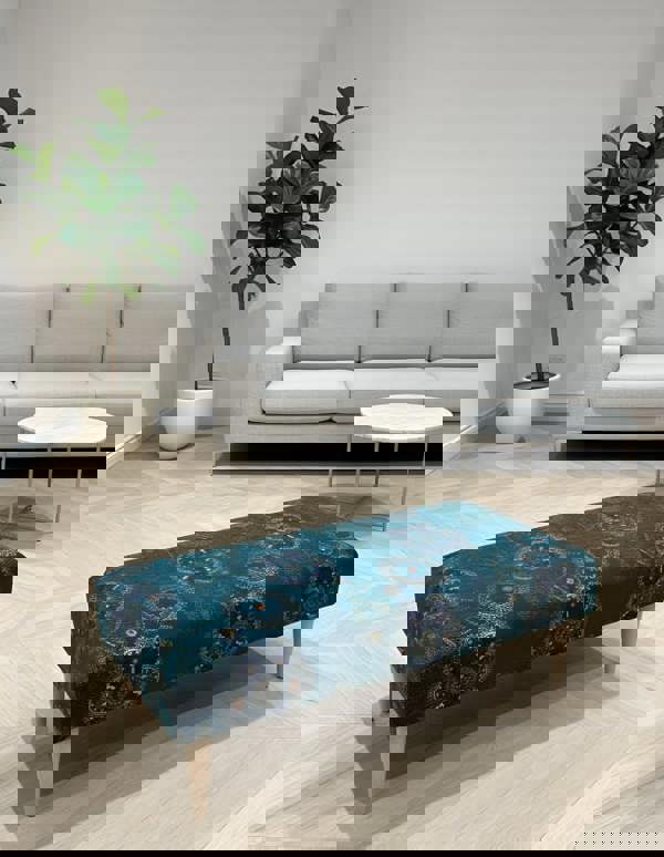 ISTOOLS Premium Loop Floral Green Pattern Footstool – Versatile Ottoman Bench & Coffee Table