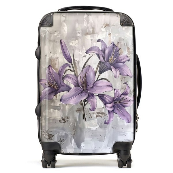 Warren Reed Purple Lilies In Bloom Suitcase