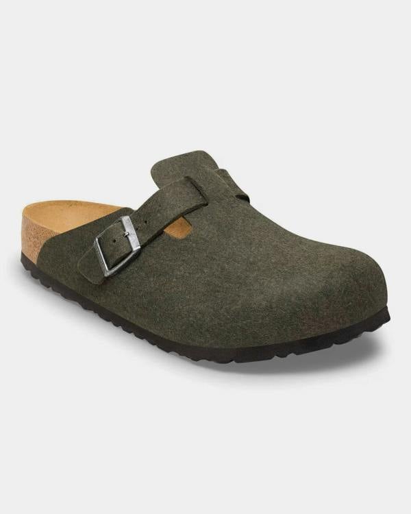 Birkenstock Boston Wool Felt Womens Clogs - Thyme