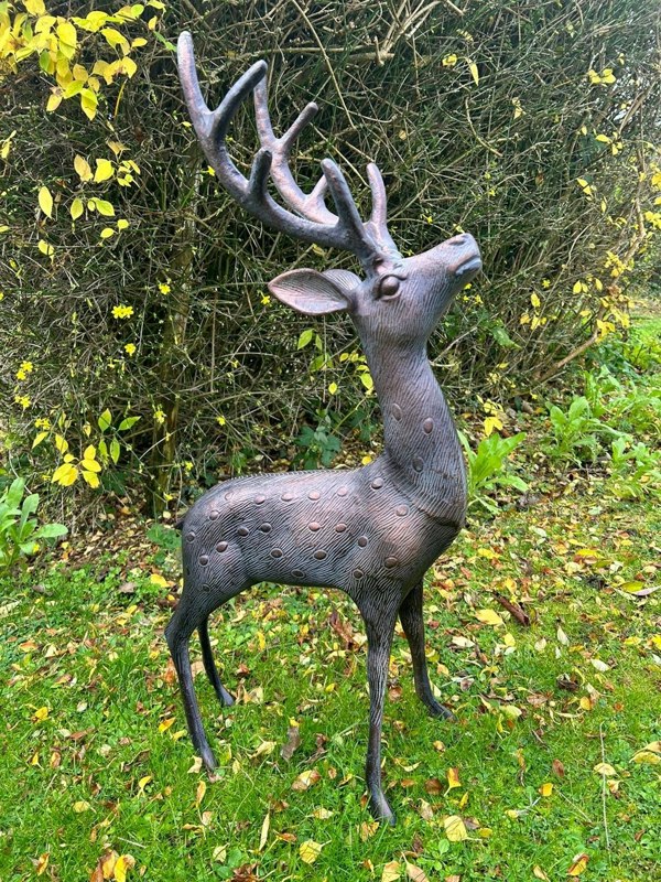 Inspirational Gifting Aluminium Stag Sculpture Garden Ornament with Bronze Finish