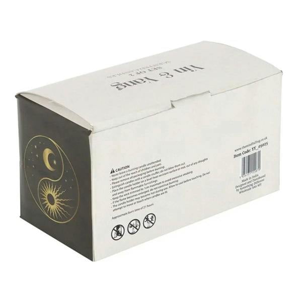 Set of 2 candle box back with Yin-Yang logo and warning text