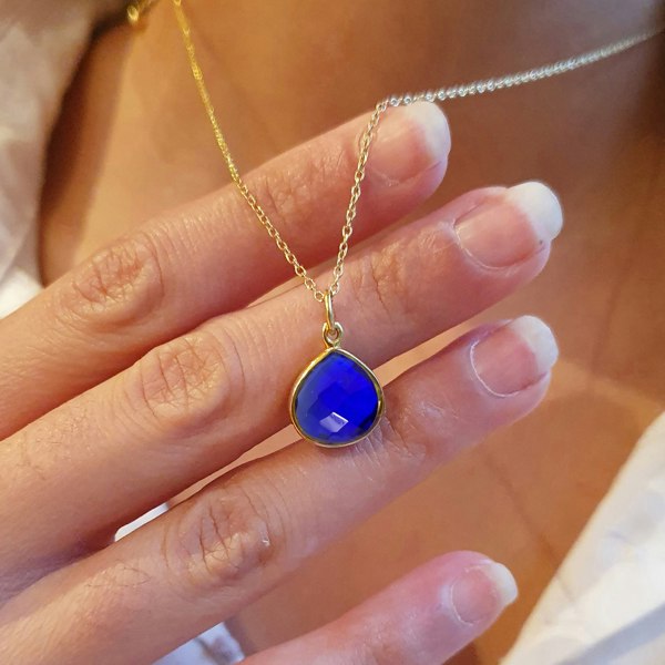 Sapphire September Birthstone Gold Plated Necklace