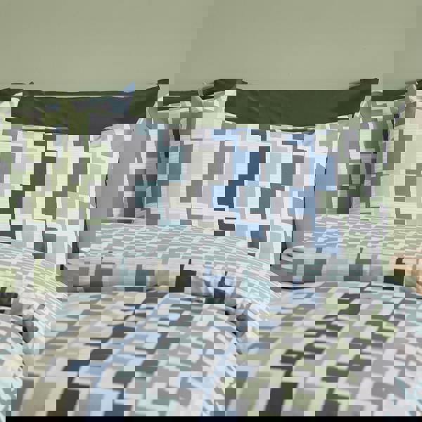 Catherine Lansfield Bryson Geo Reversible Duvet Cover Set Blue