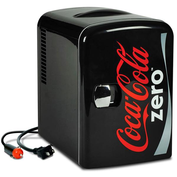 Coca-Cola Coke Zero 4L Mini Fridge 6 Can Black Cooler & Warmer for Bedroom, Gaming Room or Office (12V)