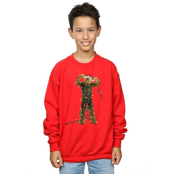 Star Wars Boys Chewbacca Christmas Lights Sweatshirt - Red