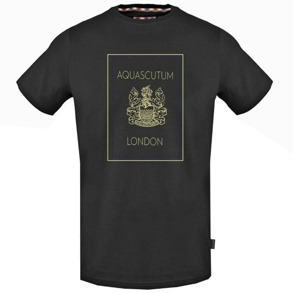 Aquascutum Gold London Logo T-Shirt - Black