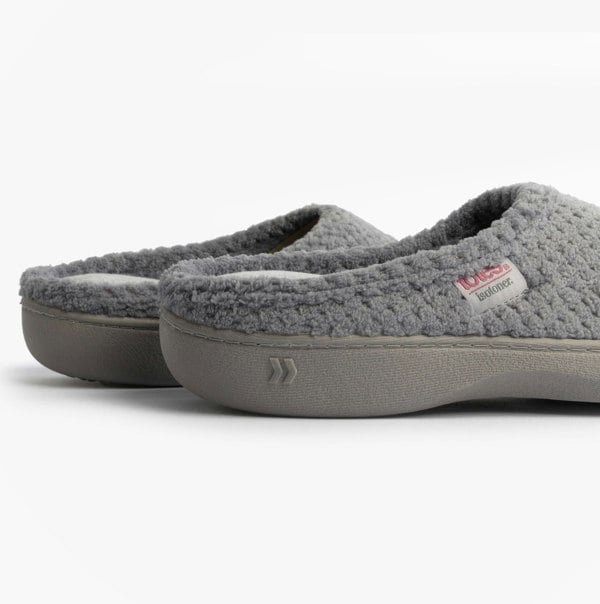 Totes Isotoner POPCORN TERRY Womens Mule Slippers Grey