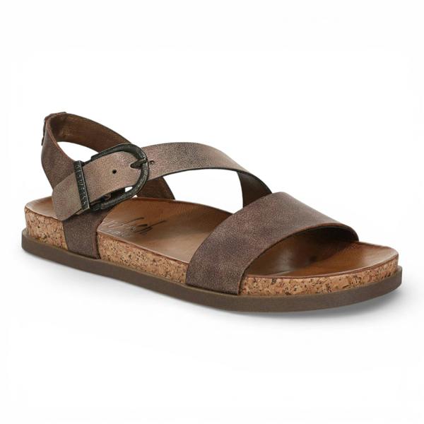 Blowfish Malibu Lance - Women's Brown Silver Footbed Strappy Flat Sandals