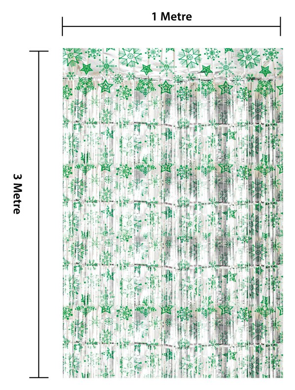 Cheetah Shimmer christmas Tinsel Curtain, 2M x 1M Green