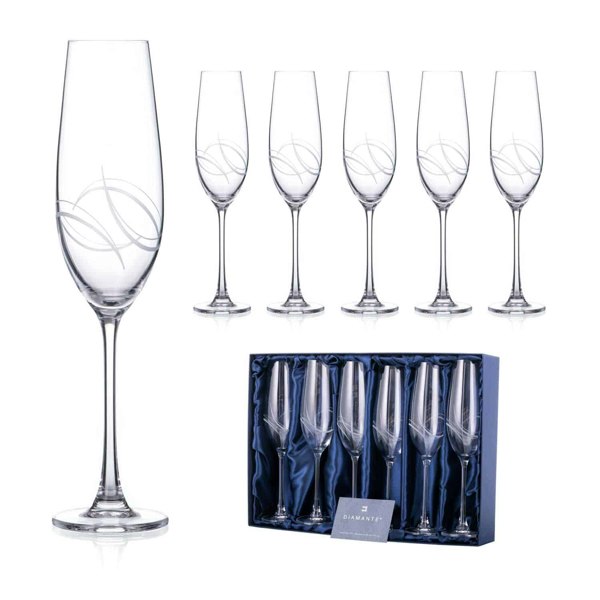 Diamante Arctic Champagne Flutes - Set of 6