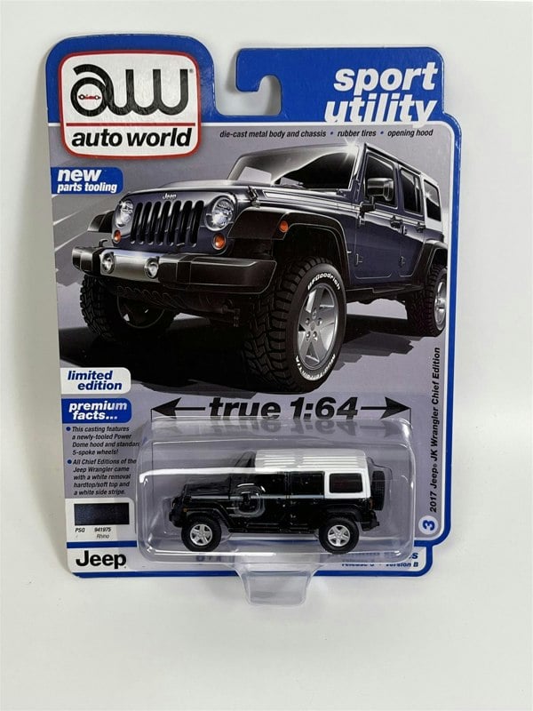 Auto World  2017 Jeep JK Wrangler Chief Edition Black 1:64 Scale AW64372