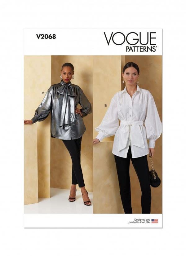 Vogue Sewing Pattern 2068, Tops, Shirts for Women, B5 (8-10-12-14-16) - Intermediate