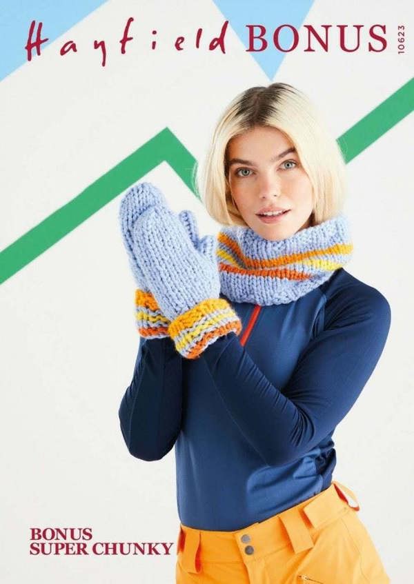 Hayfield Bonus Super Chunky Knitting Pattern 10622, Scarves, Gloves for Women, One Size - Advanced
