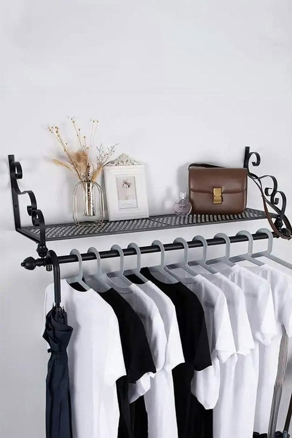 Living and Home 28 x 60cm Wall Mounted Metal Clothes Shelf Garment Shop Display Rack
