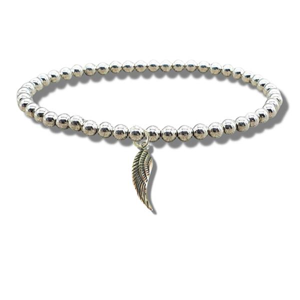 Aye Do Gifts Angel Feather Silver Beaded Bracelet