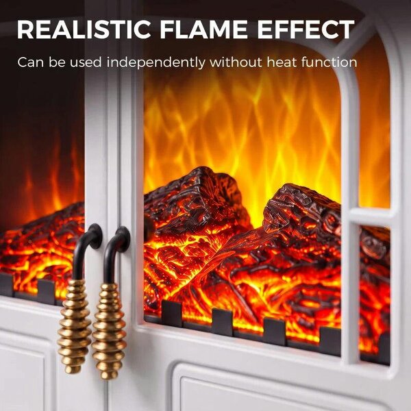 Freestanding Electric Fireplace Stove Heater with LED Fire Flame Effect White