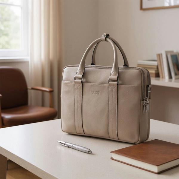 Infinity Leather Genuine Leather Laptop Business Briefcase Office Work Travel Bag - Sutton